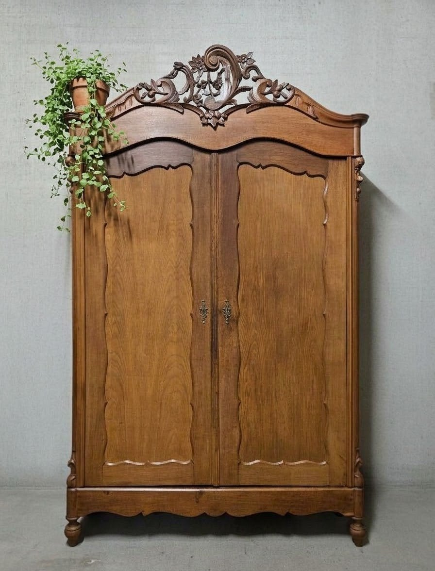Antieke XL eiken Biedermeier kuifkast vintage kast demontabe, Ophalen of Verzenden