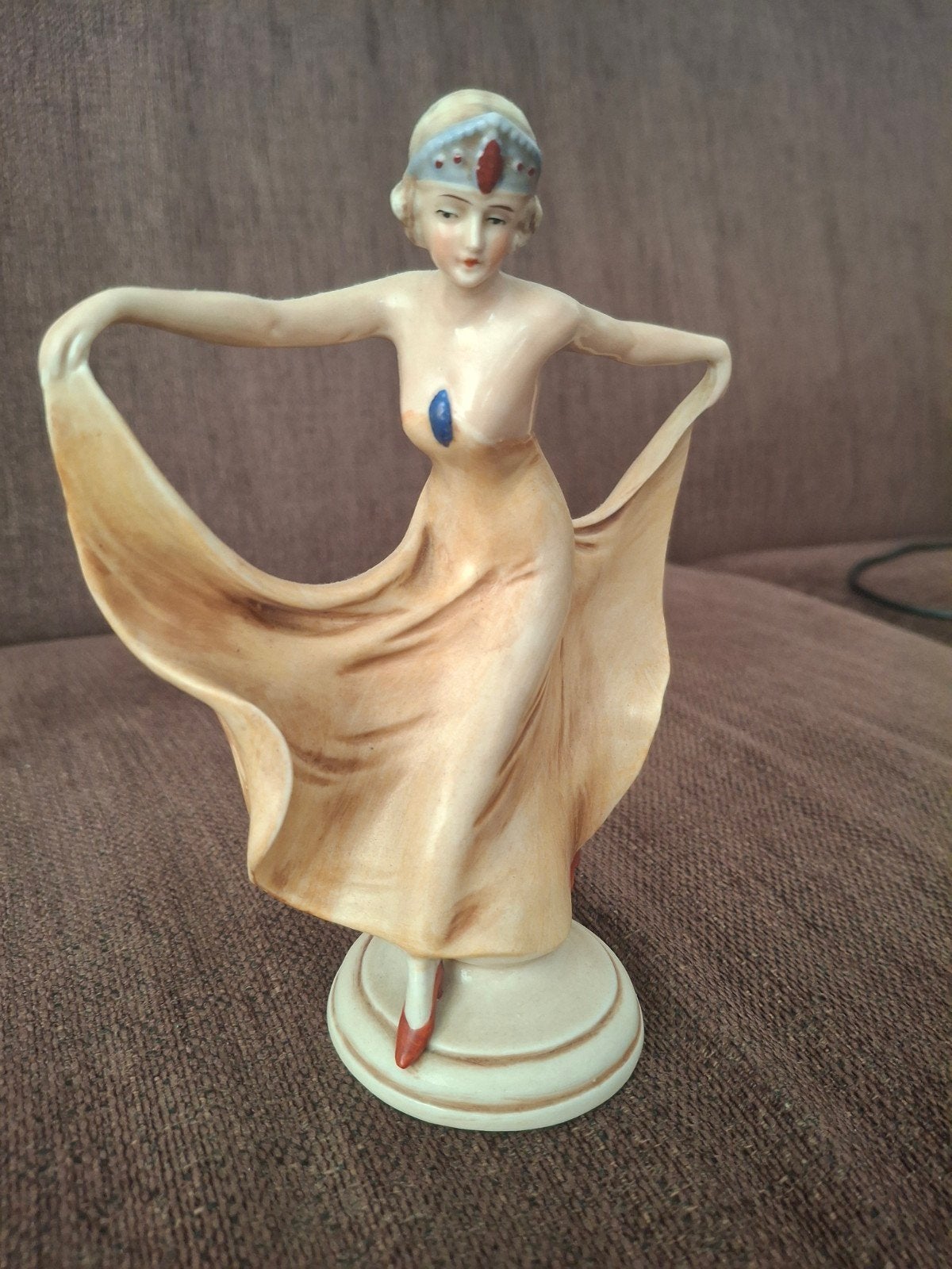 Art deco Porseleinen Danseres Beeldje - Duitsland, Ophalen