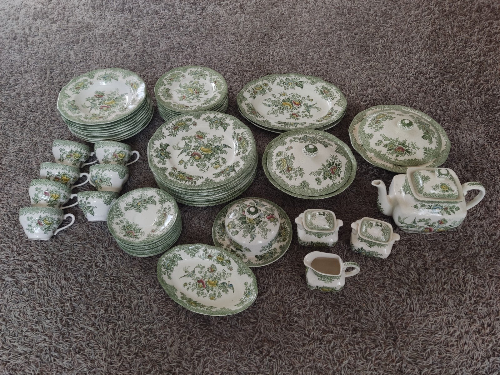 Vintage Enoch Wedgwood Oriental Pheasant Groen Servies, Ophalen of Verzenden