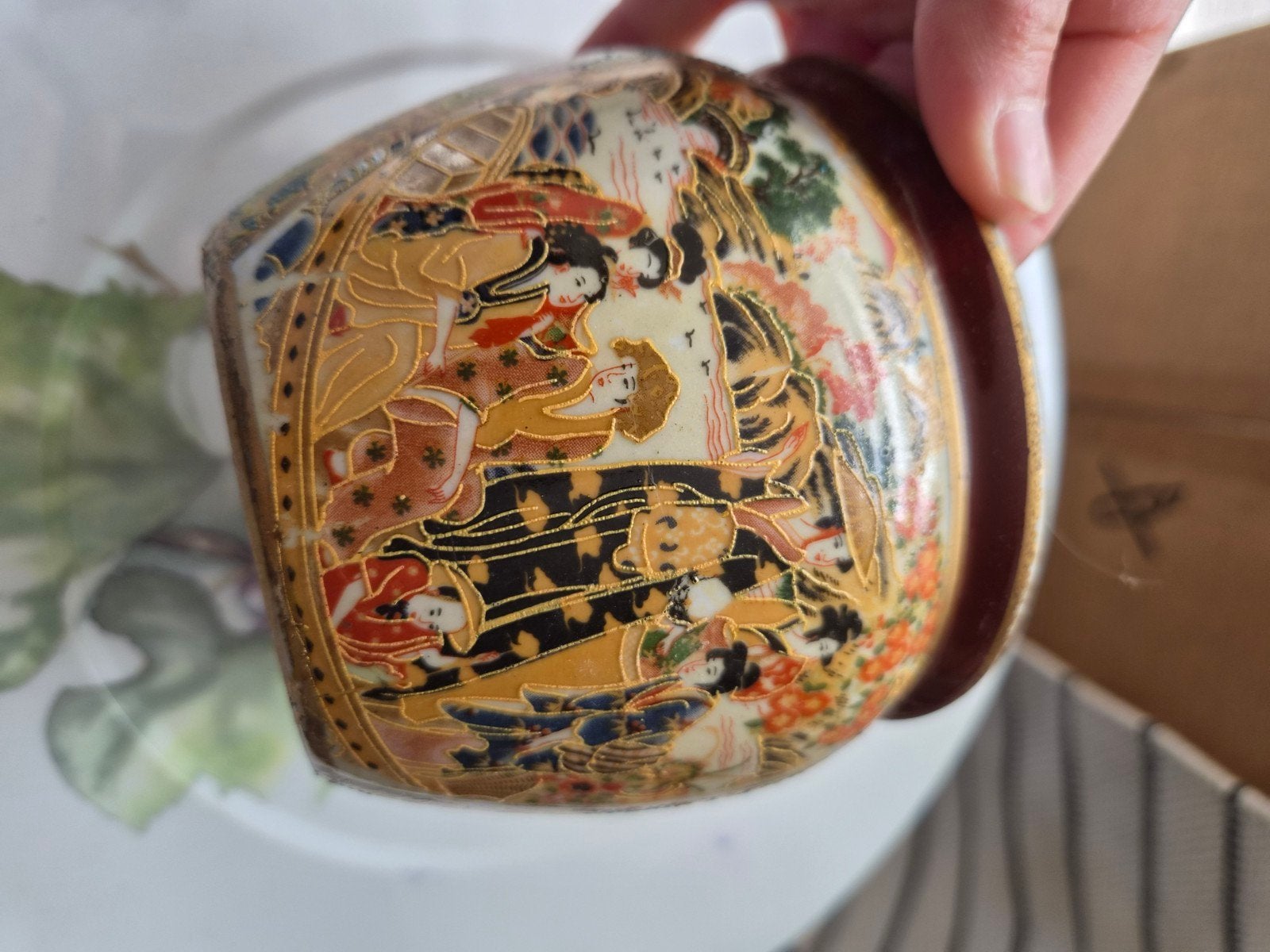 Vintage Norcal Japanse Satsuma Stijl Vaasje, Antiek en Kunst, Ophalen of Verzenden
