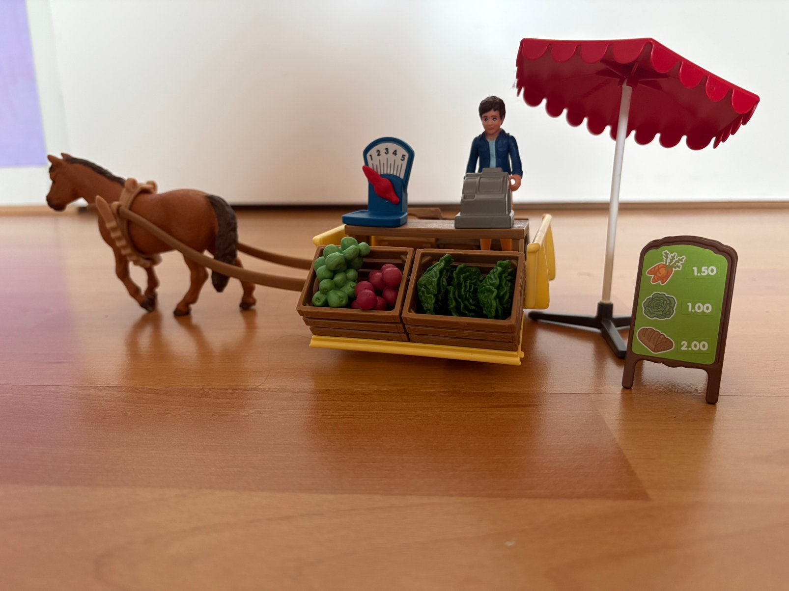 Schleich mobiele marktstand met paard, Ophalen of Verzenden, Zo goed als nieuw