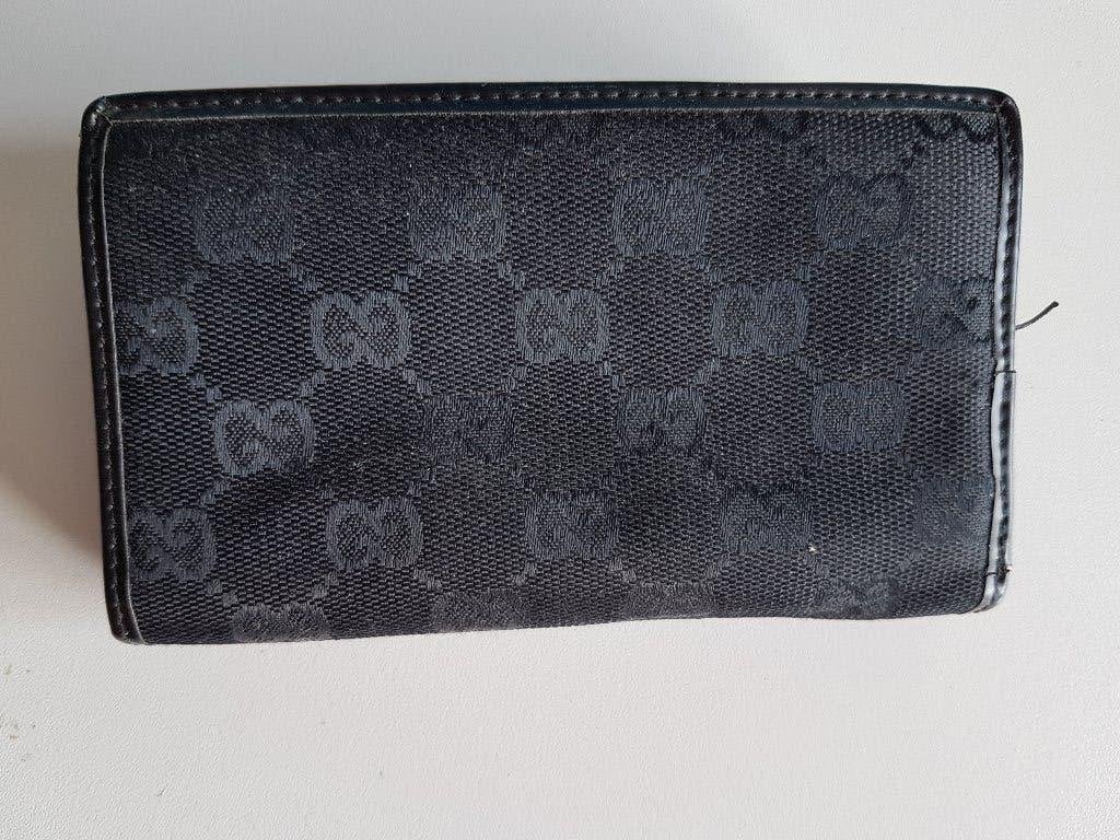 zwarte portemonnee, ca. 15 x 9 cm., genuine leather, Ophalen of Verzenden, Zo goed als nieuw, Zwart