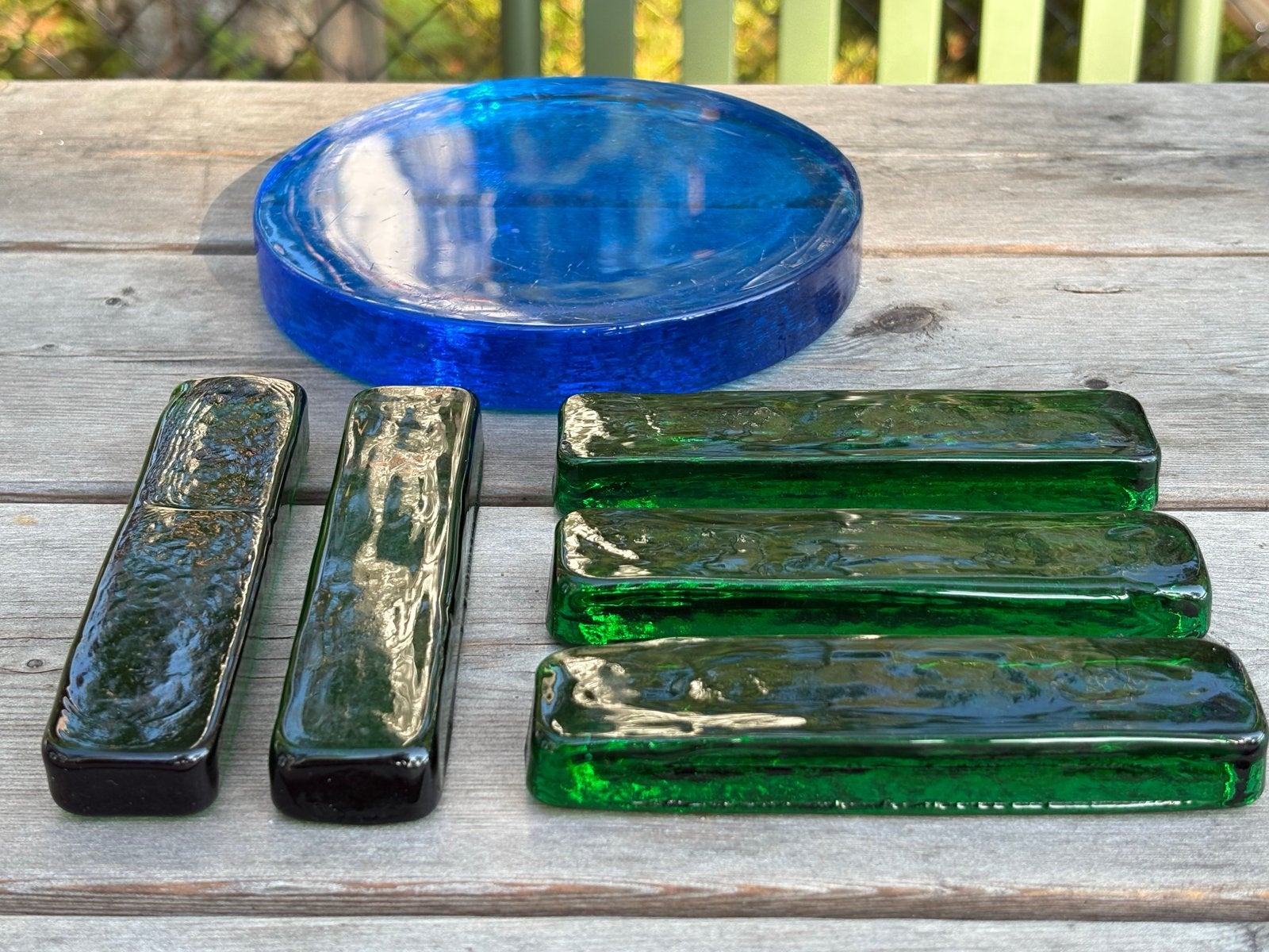 Glazen objecten brutalisme blauw groen Scandinavisch design, Ophalen of Verzenden