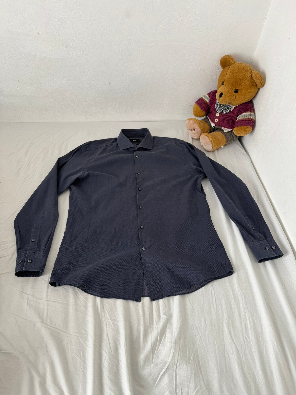 Mooi Hugo Boss overhemd, Kleding | Heren, Ophalen of Verzenden, Zo goed als nieuw, Blauw, Halswijdte 41/42 (L)