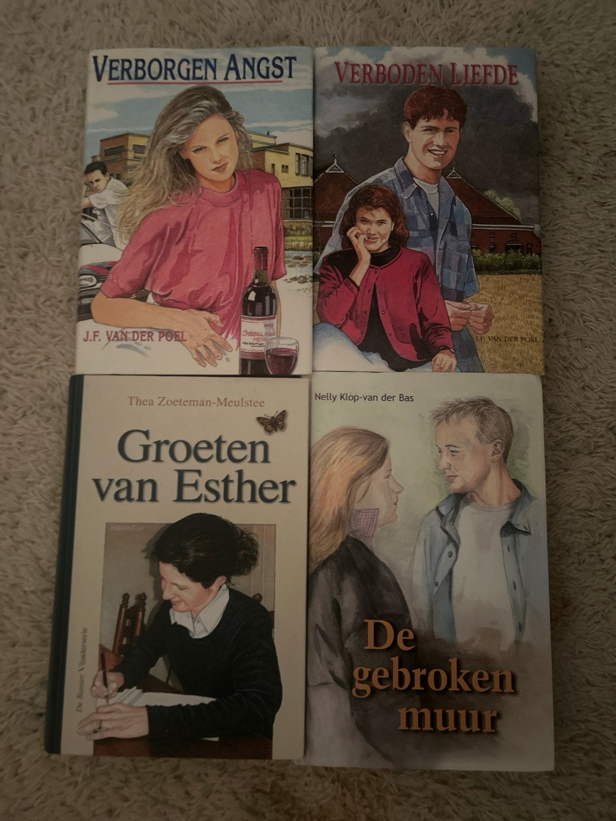 4 romans: Verborgen Angst, Verboden Liefde, Groeten van Esth, Boeken, Ophalen of Verzenden, Gelezen, Nederland