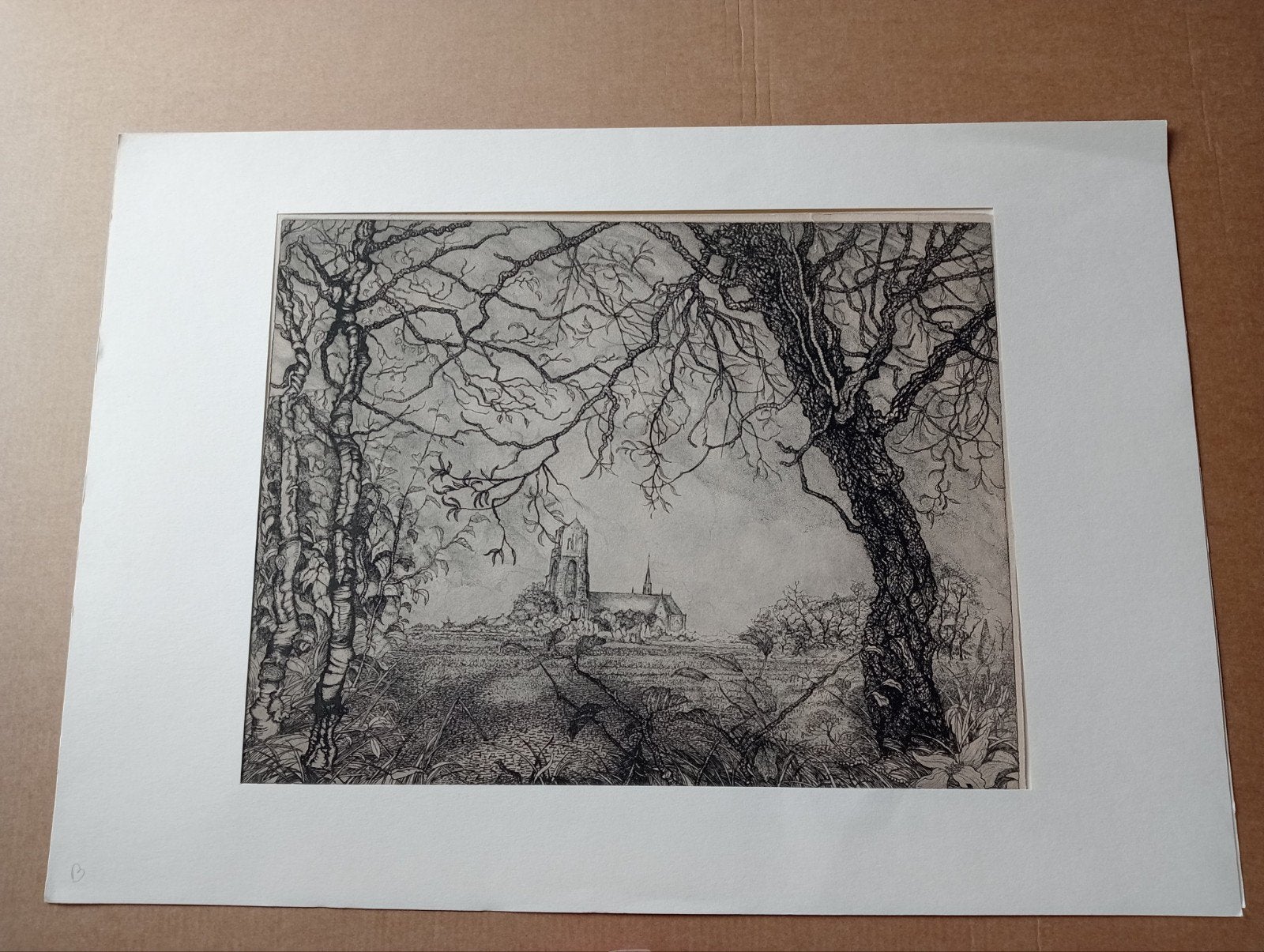 Ruurd van den Berg Ets Gravure 1944 Oirschot Noord Brabant, Antiek en Kunst, Verzenden