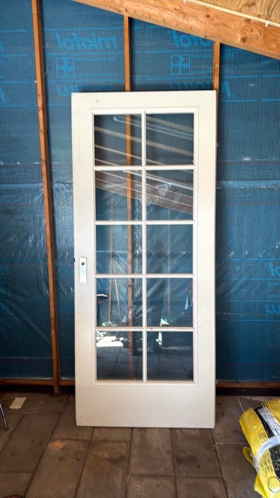 Binnendeur met glas, Deurkozijn, Zo goed als nieuw, 150 tot 225 cm, Hout