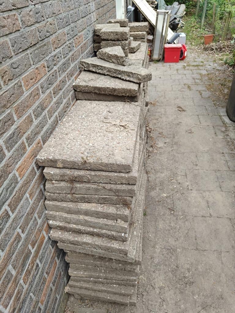 60x Grindtegels (60x40 cm) - Gratis!, Tuin en Terras, Tegels en Klinkers, Ophalen, Gebruikt, 10 m² of meer, Beton