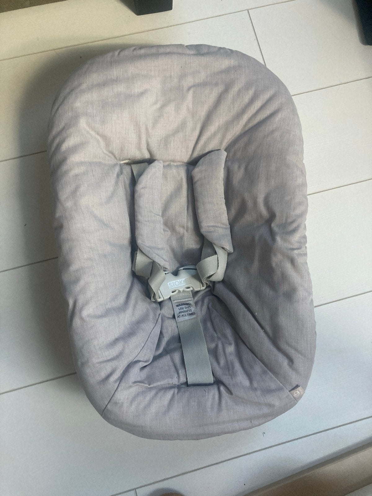 2 x Stokke Newbornset voor Tripp Trapp - Grijs en Beige, Ophalen, Gebruikt, Meegroeistoel, Aanschuifbaar