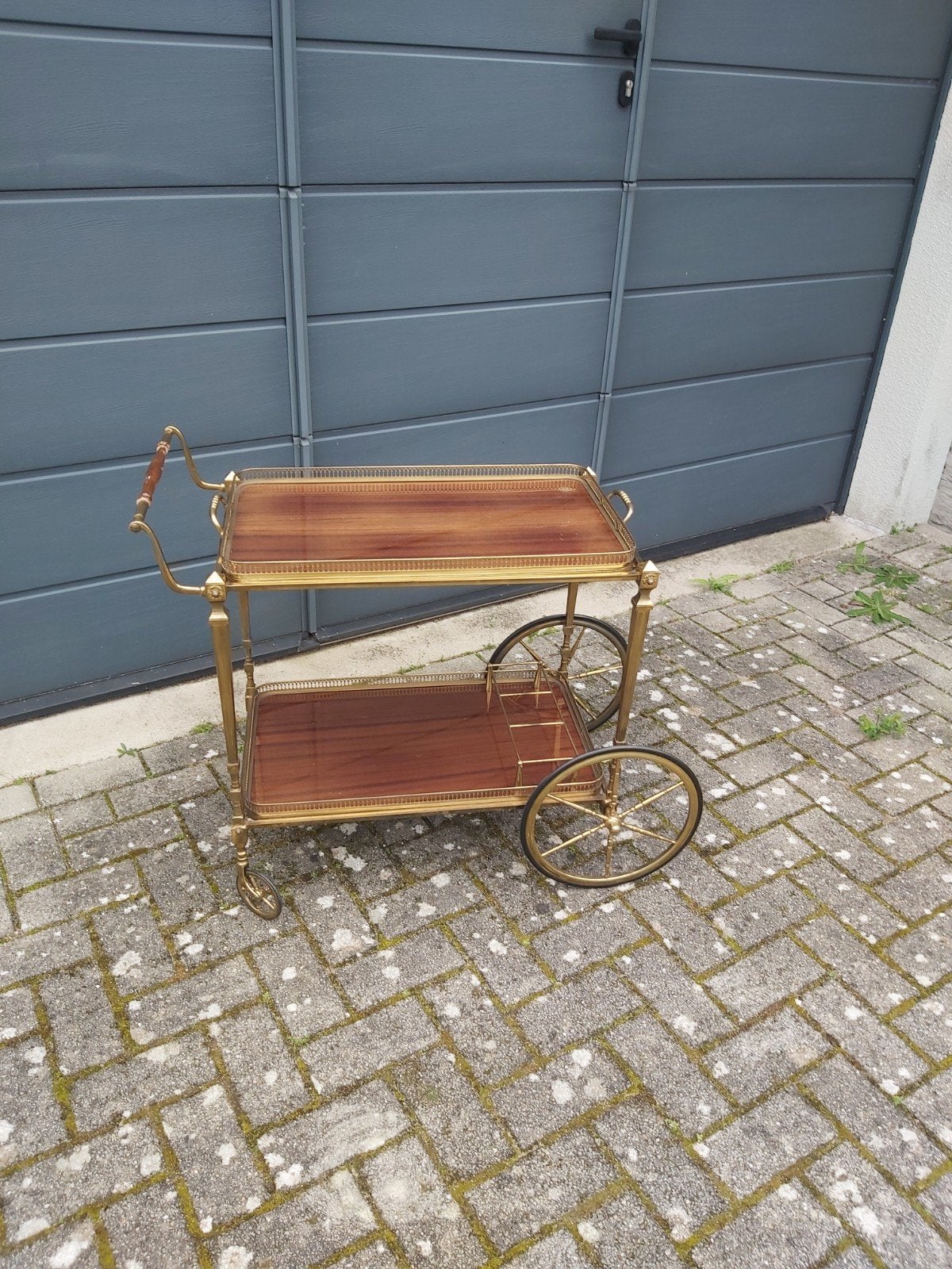 Vintage bar cart/serveerwagen hollywood regency stijl, Ophalen of Verzenden