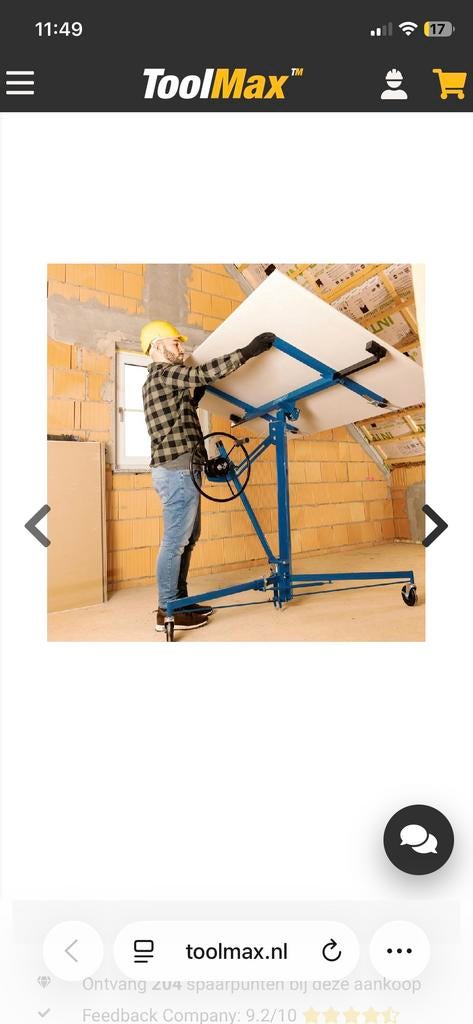 Professionele Platenlift - Gipsplatenlift - Panelenlift, Doe-het-zelf en Verbouw, Steigers, Ophalen of Verzenden, Gebruikt, Overige typen