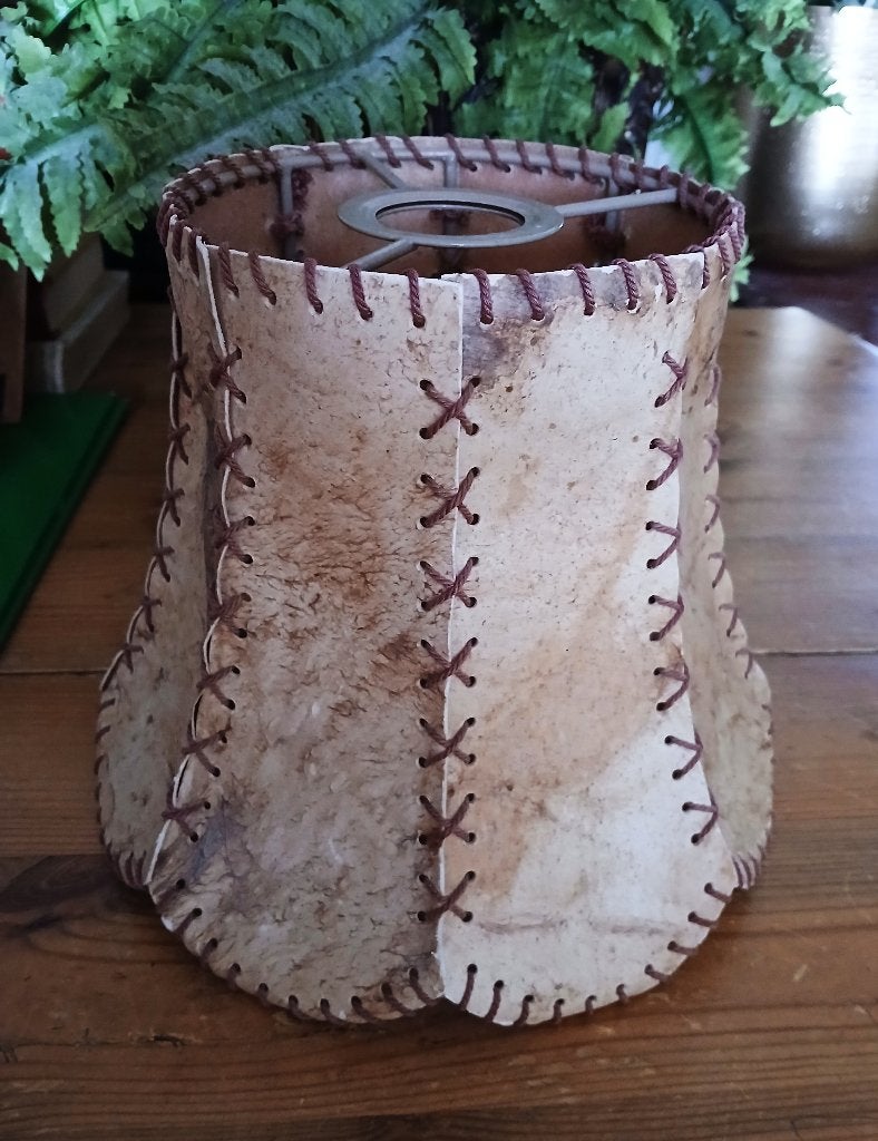 Vintage lampenkap leer varkensleer retro, Rond, Ophalen of Verzenden, Zo goed als nieuw, Retro