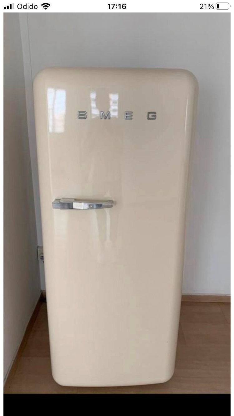 Creme smeg koelkast, Witgoed en Apparatuur, Ophalen, 200 liter of meer, 160 cm of meer, Zo goed als nieuw