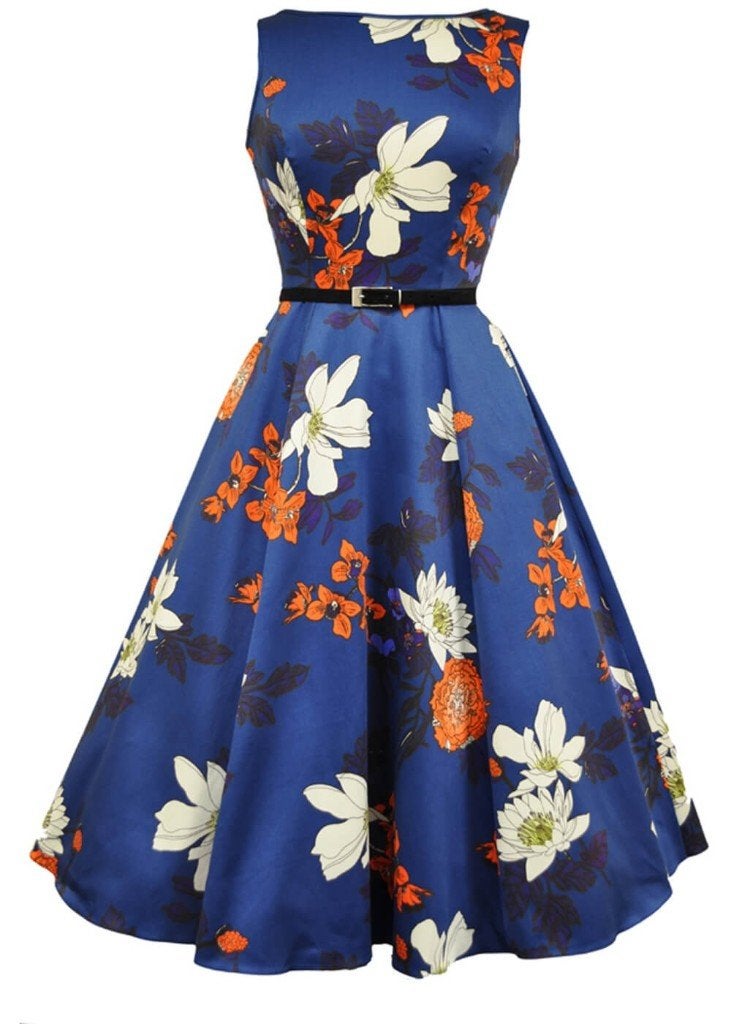 LADY VINTAGE jurk maat 2XL = 44/46 NIEUW, Kleding | Dames, Blauw, Maat 46/48 (XL) of groter, Nieuw, Ophalen of Verzenden