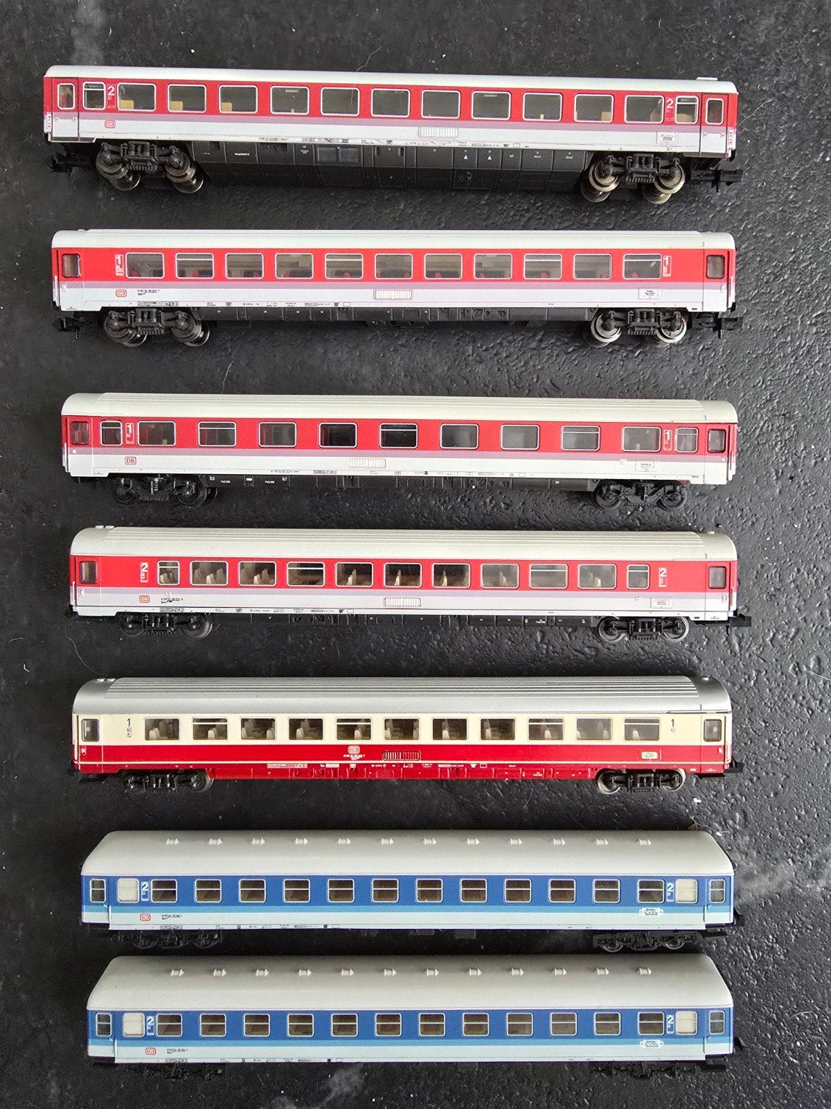 7x rijtuigen Minitrix spoor N, Gebruikt, Gelijkstroom, Trix, Wagon