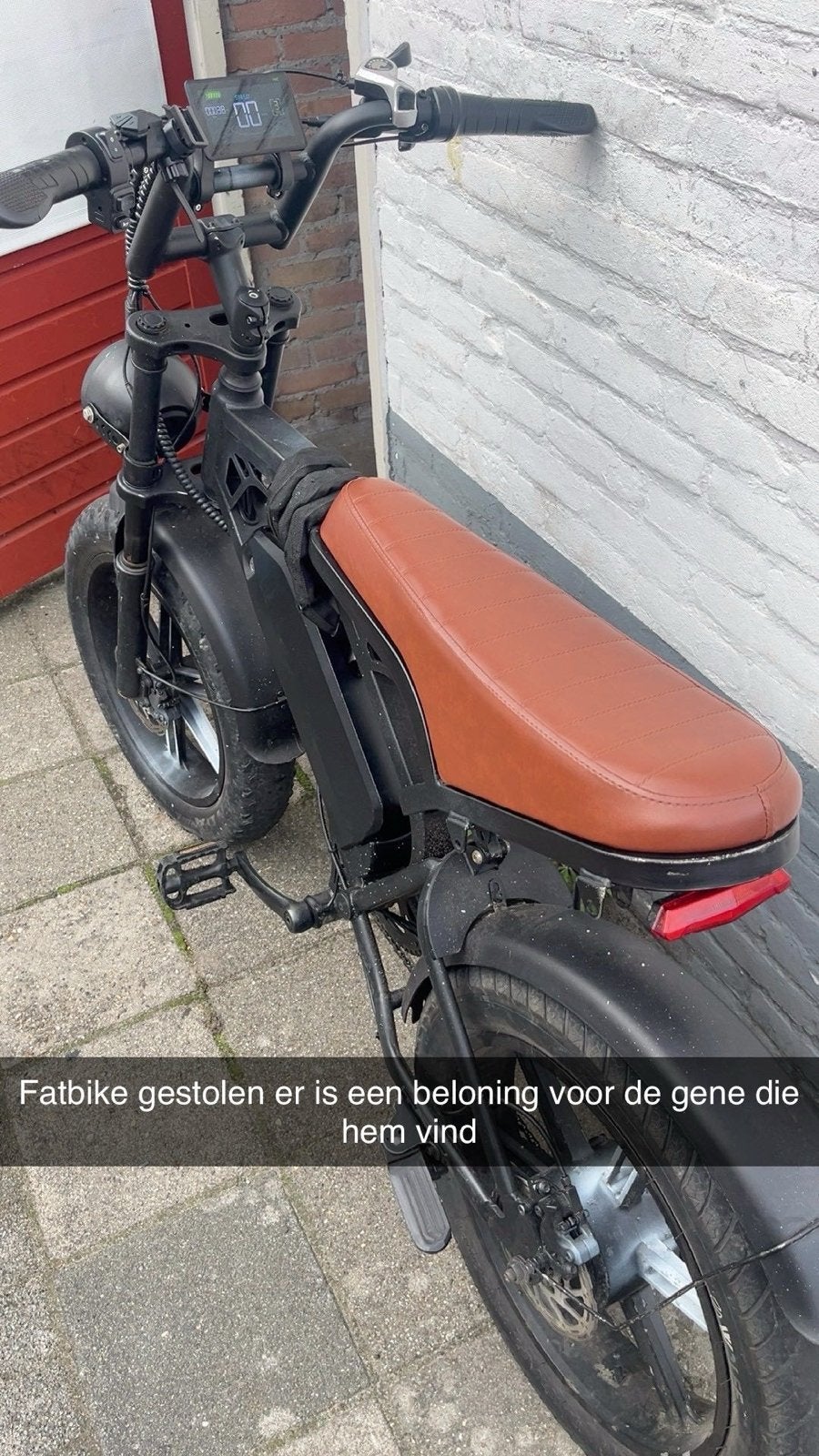 Zwarte Fatbike met bruin zadel, Fietsen en Brommers, Gebruikt, Goederen, Elektrisch, Schijfrem