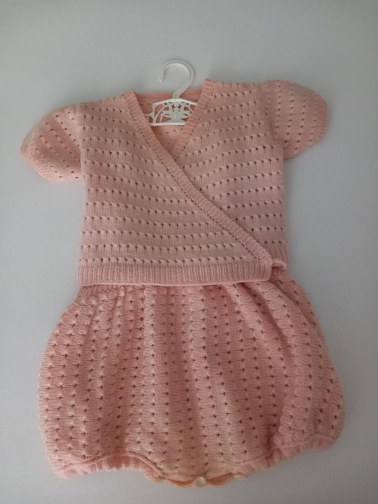 Vintage gebreid  baby pakje wol 2 delig jaren 50 .NU € 10,00, Ophalen of Verzenden, Kinderen