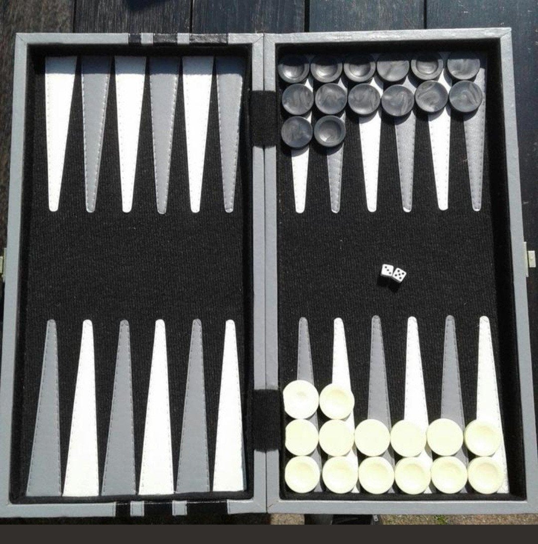 Luxe back gammon koffer grijs zwart wit., Ophalen of Verzenden, Nieuw