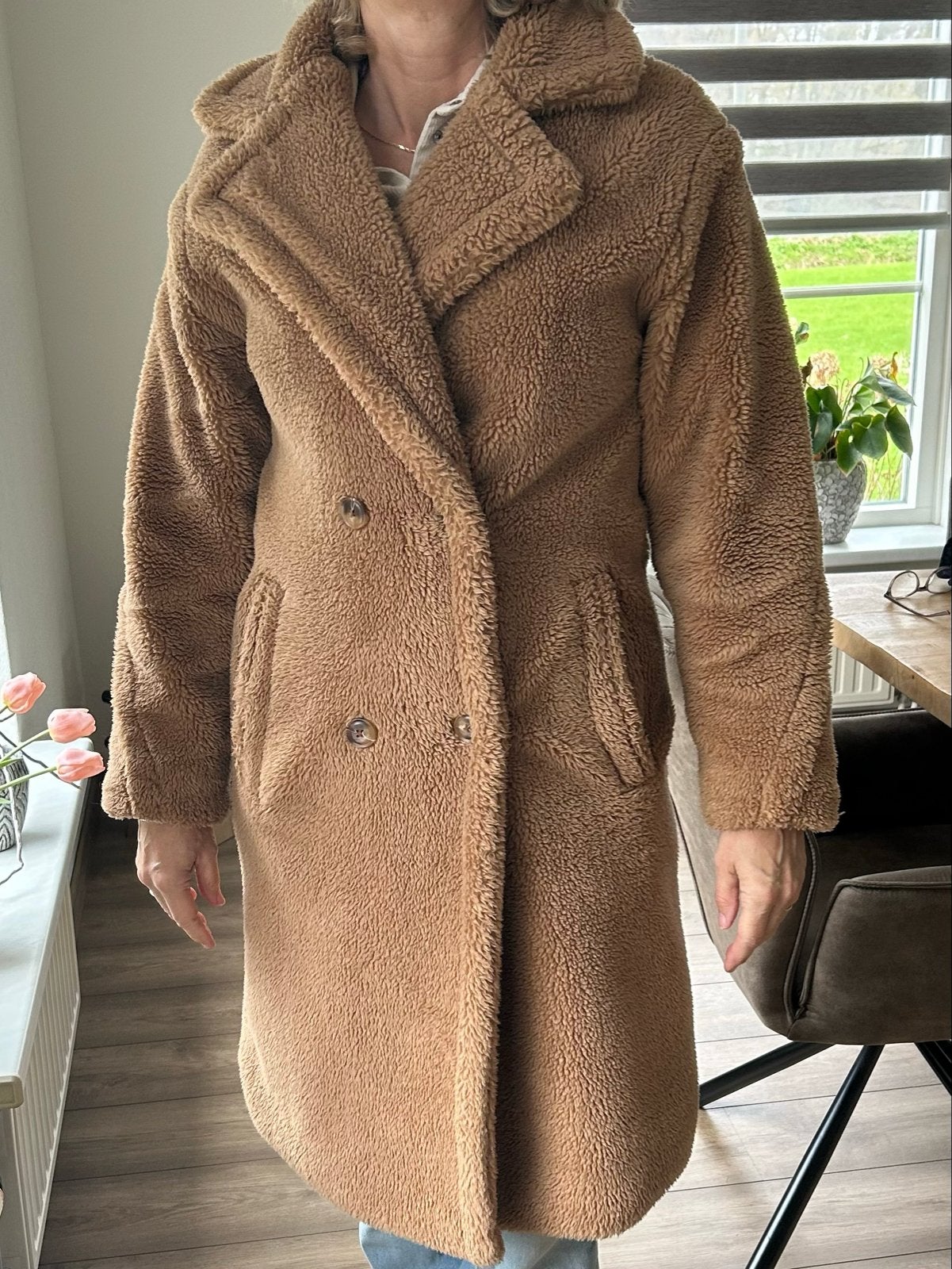 Costes Basic Teddy Jas Maat S, Kleding | Dames, Ophalen of Verzenden, Zo goed als nieuw, Maat 36 (S), Bruin