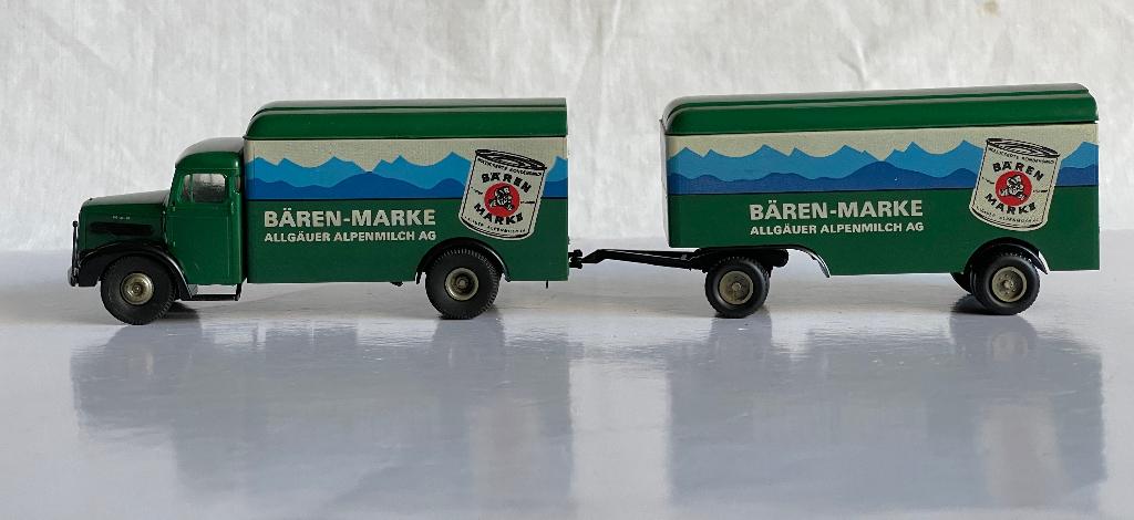 Brekina 7211: MAN F 8 BÄREN-MARKE ALLGÄUER ALPENMILCH, Ophalen of Verzenden, Zo goed als nieuw, Bus of Vrachtwagen, Brekina