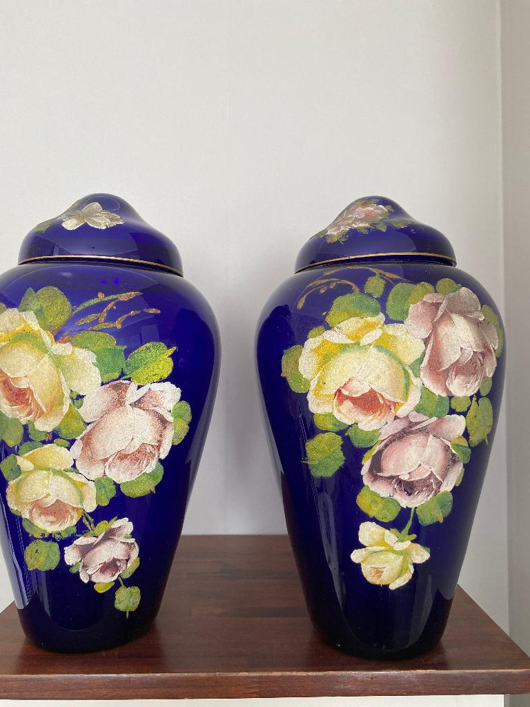 Sier vazen groot, blauw, Huis en Inrichting, Woonaccessoires | Vazen, Ophalen, Gebruikt, Blauw, Glas