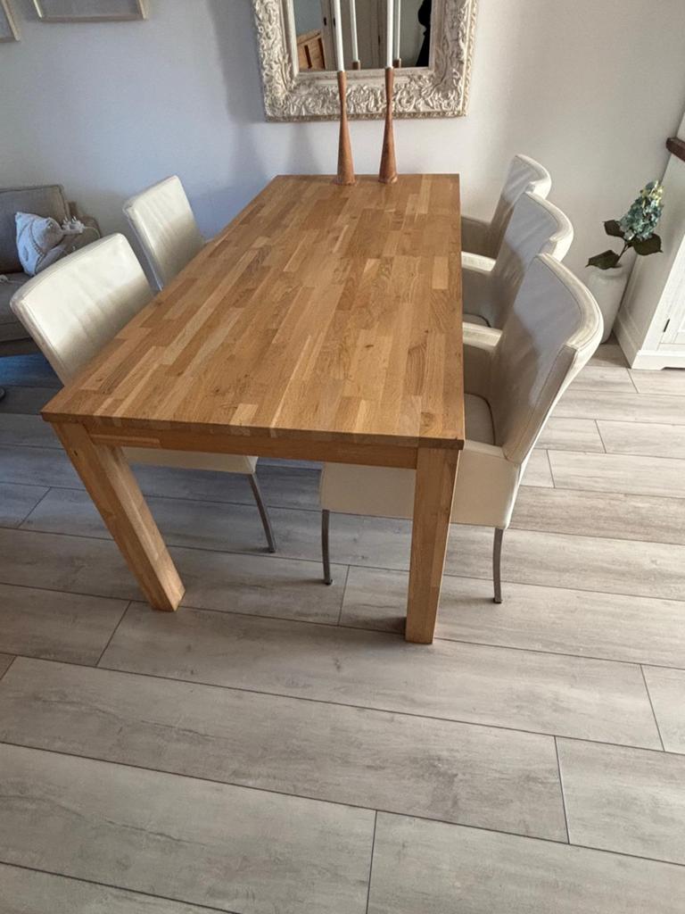 Mooie eikenhouten eettafel, Huis en Inrichting, Tafels | Eettafels, Ophalen, 200 cm of meer, 50 tot 100 cm, Zo goed als nieuw
