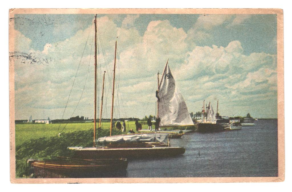 947102 Waarschijnlijk Warmond Zeilboot jr 40 zegel 1 1/2 ct, Ophalen of Verzenden, 1940 tot 1960, Gelopen, Zuid-Holland