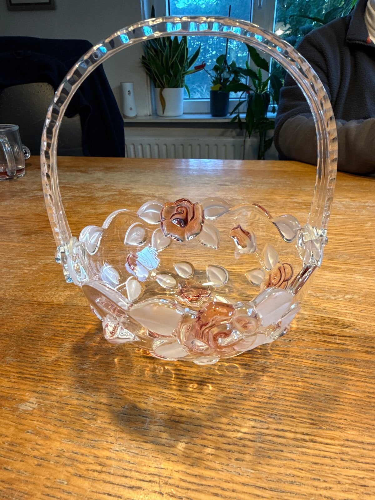 Waltherglas Kristallen Mandje met Rozen, carmen Rose, ‘80, Antiek en Kunst, Ophalen of Verzenden