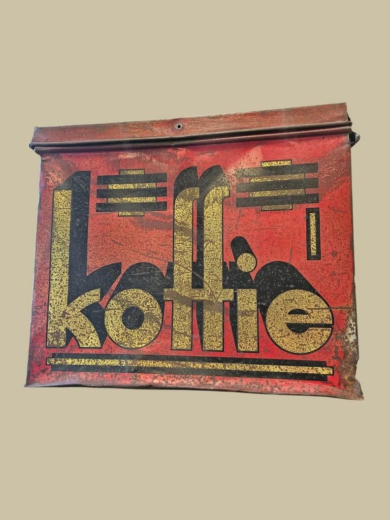 Vintage Koffieblik - Rood met Gouden Letters, Ophalen, Gebruikt, Koffie, Overige merken
