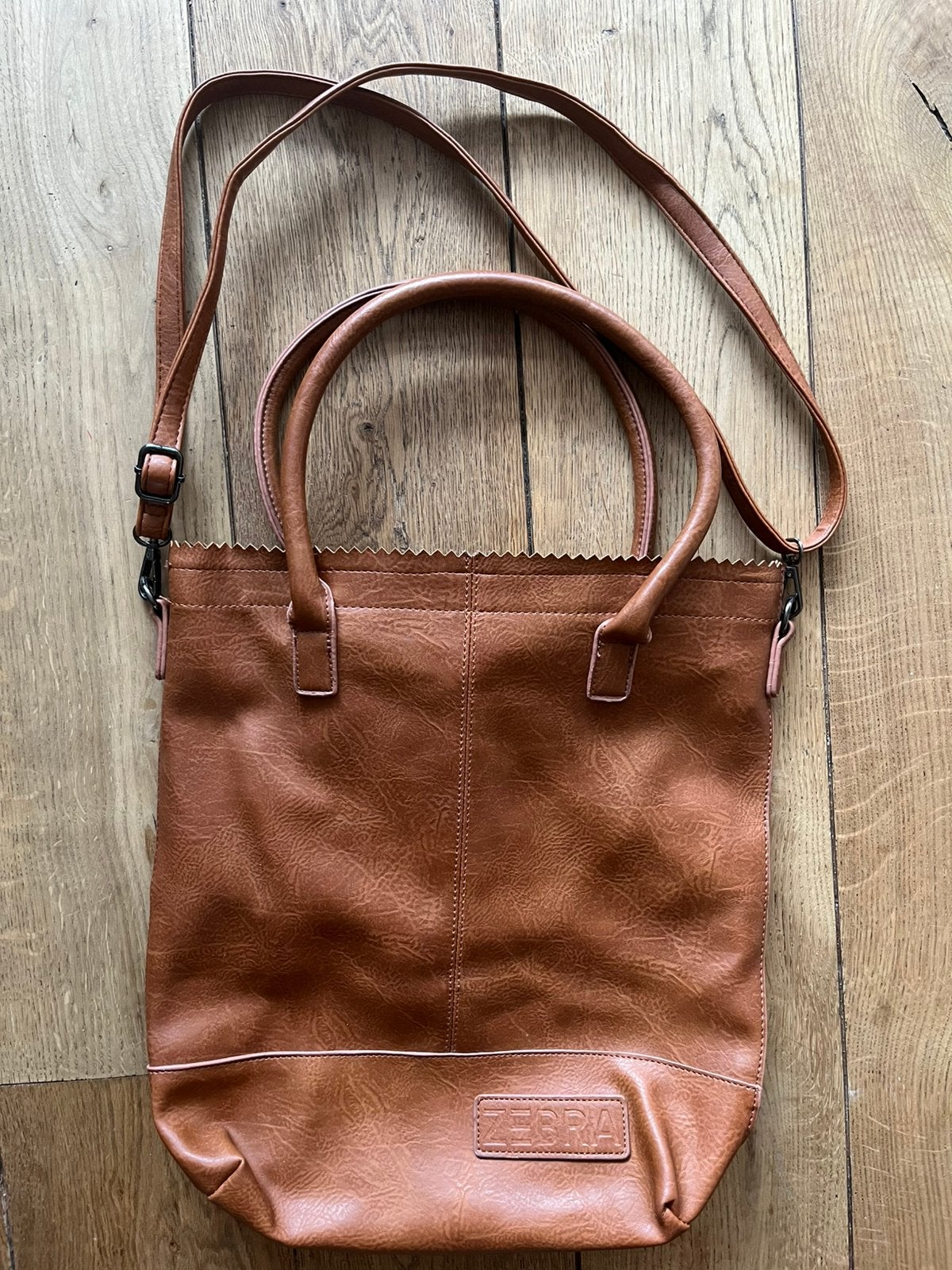 Zebra tas cognac, Ophalen of Verzenden, Zo goed als nieuw, Bruin, Handtas