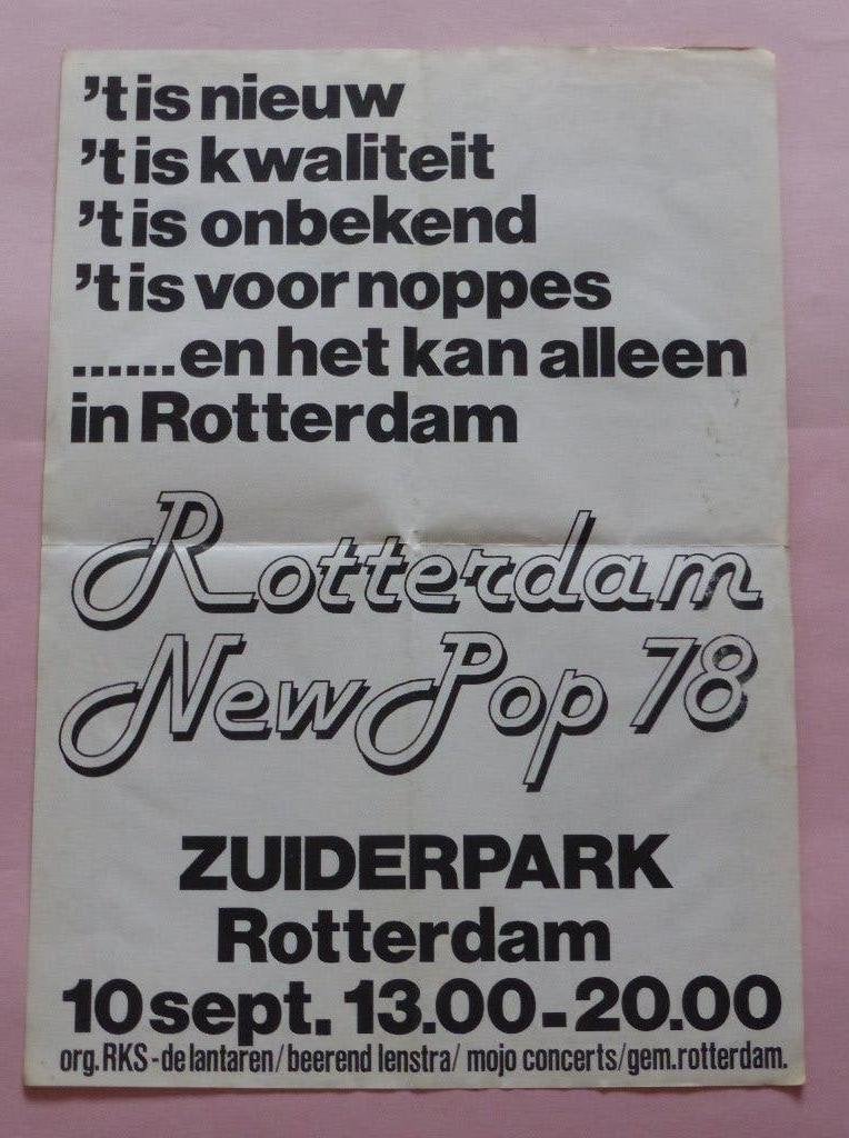 Poster Rotterdam New Pop 1978, Ophalen of Verzenden, A1 t/m A3, Muziek, Rechthoekig Staand