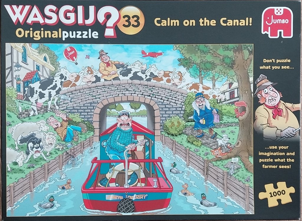 Wasgij puzzel Calm on the Canal (O, 33), Ophalen of Verzenden, 500 t/m 1500 stukjes, Zo goed als nieuw, Legpuzzel