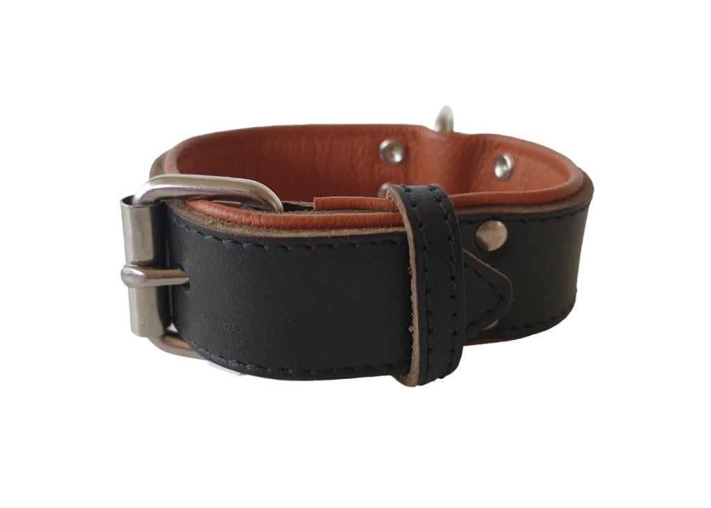 BOON Brede Lederen Halsband Donkerbruin Nek 23-29 cm KOOPJE!, Dieren en Toebehoren, Ophalen of Verzenden, Handgemaakt, Nieuw