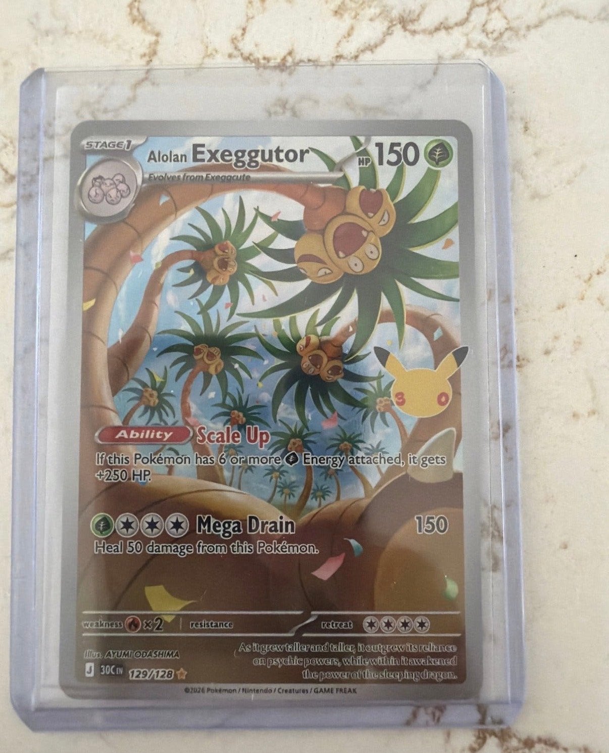 Alolan Exeggutor 129/128 Nieuwe Set Pokémon Kaart, Ophalen of Verzenden, Nieuw, Losse kaart, Foil