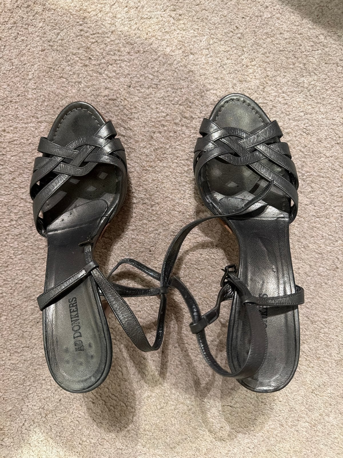 Grijze/zilveren AB Donkers Sandalen met Hak - Maat 38k, Ophalen of Verzenden, Gedragen, Zwart, Sandalen of Muiltjes