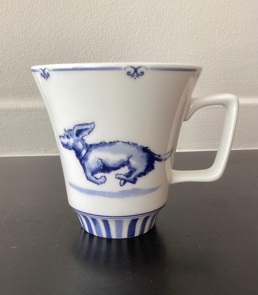 Servies Heinen Delfts Blauw Kopje Mok Teckel Hond, Ophalen, Zo goed als nieuw, Overige stijlen, Kop(pen) en/of Schotel(s)