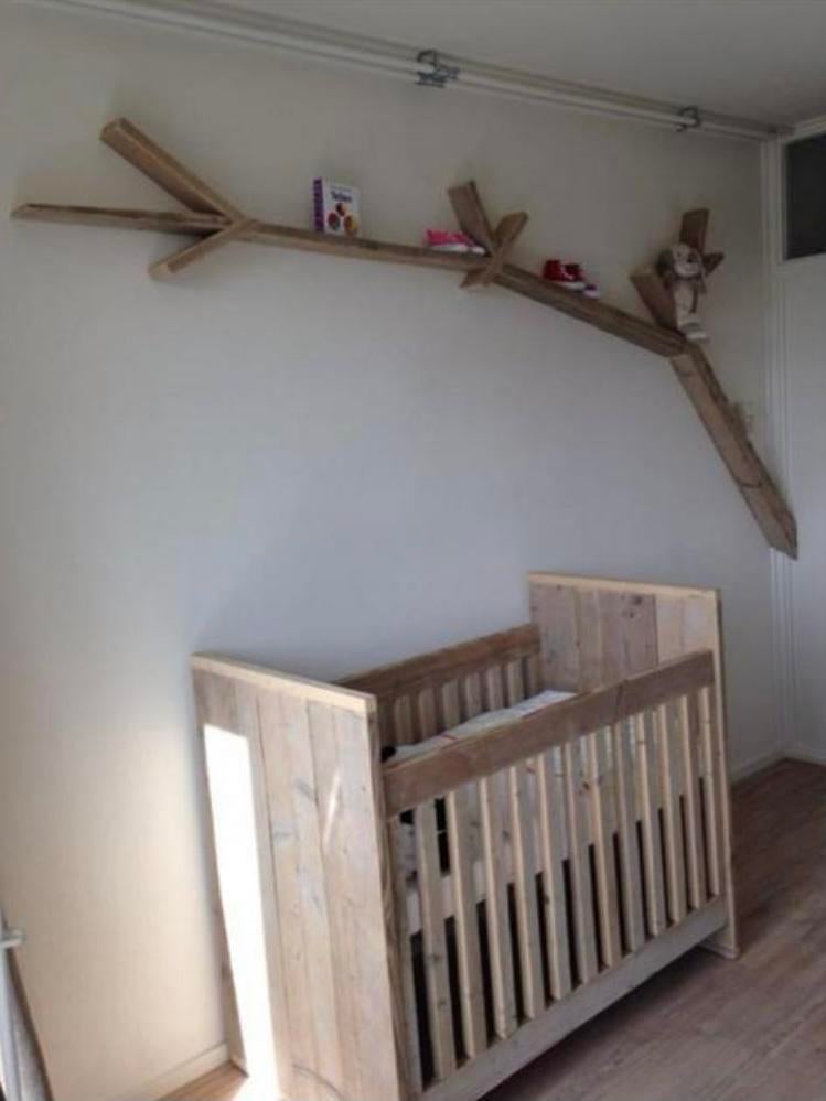 Houten wandplank in boomvorm, Ophalen, Gebruikt