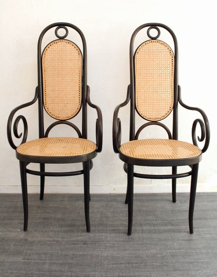 2x Thonet stoel / chair nr.207Rf lange jan - design, -, Zo goed als nieuw, -, Vijf, Zes of meer stoelen