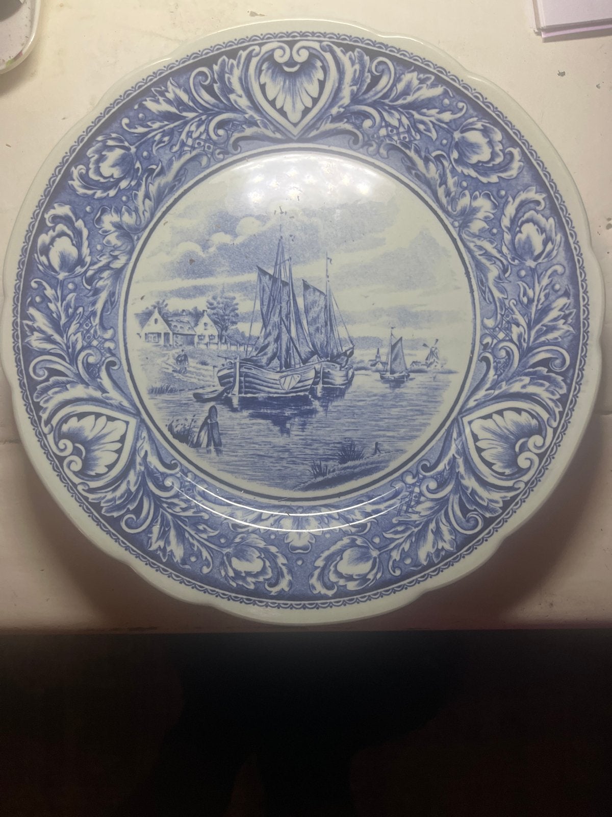 Delfts Blauw Boch Holland Wandbord met Schepen, Verzenden