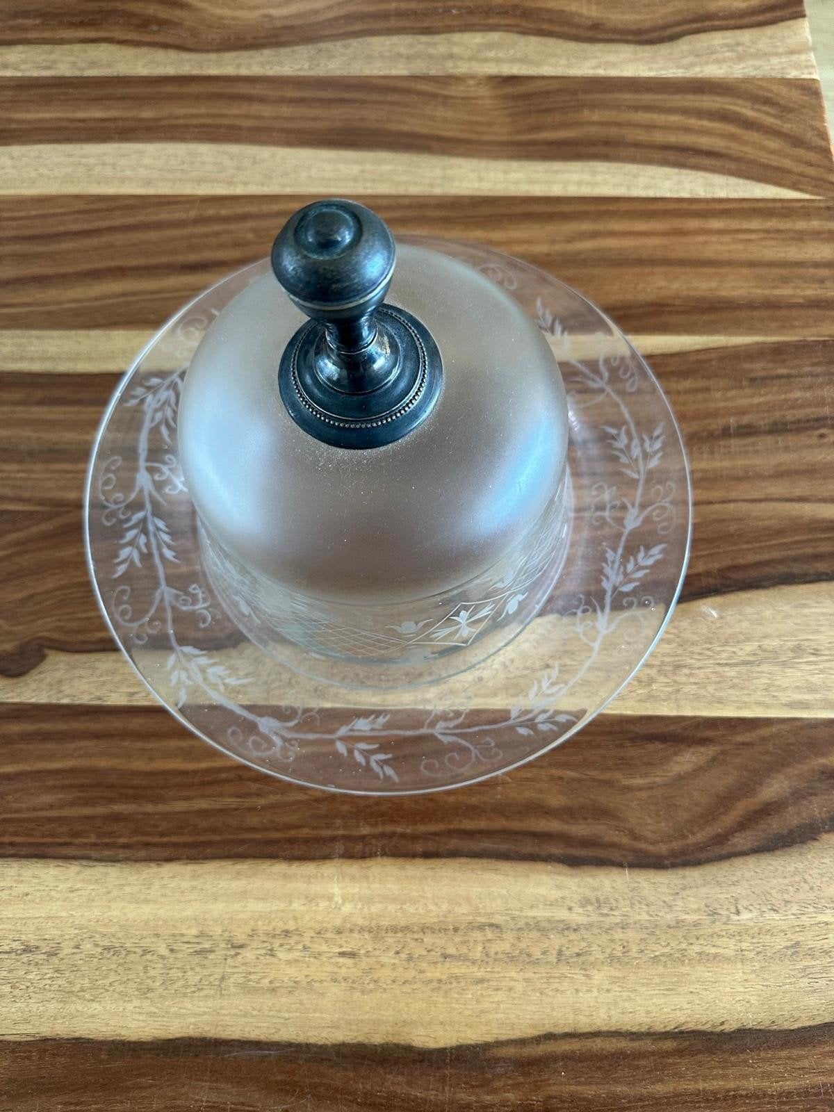 antieke kaasstolp handgegrafeerd, Ophalen, Gebruikt, 24 cm, Handgemaakt