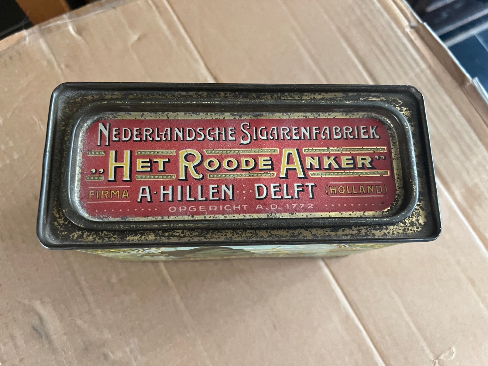 ANTIEK MOOI BLIK “ Het roode anker” Delft, Ophalen of Verzenden, Gebruikt, Overige