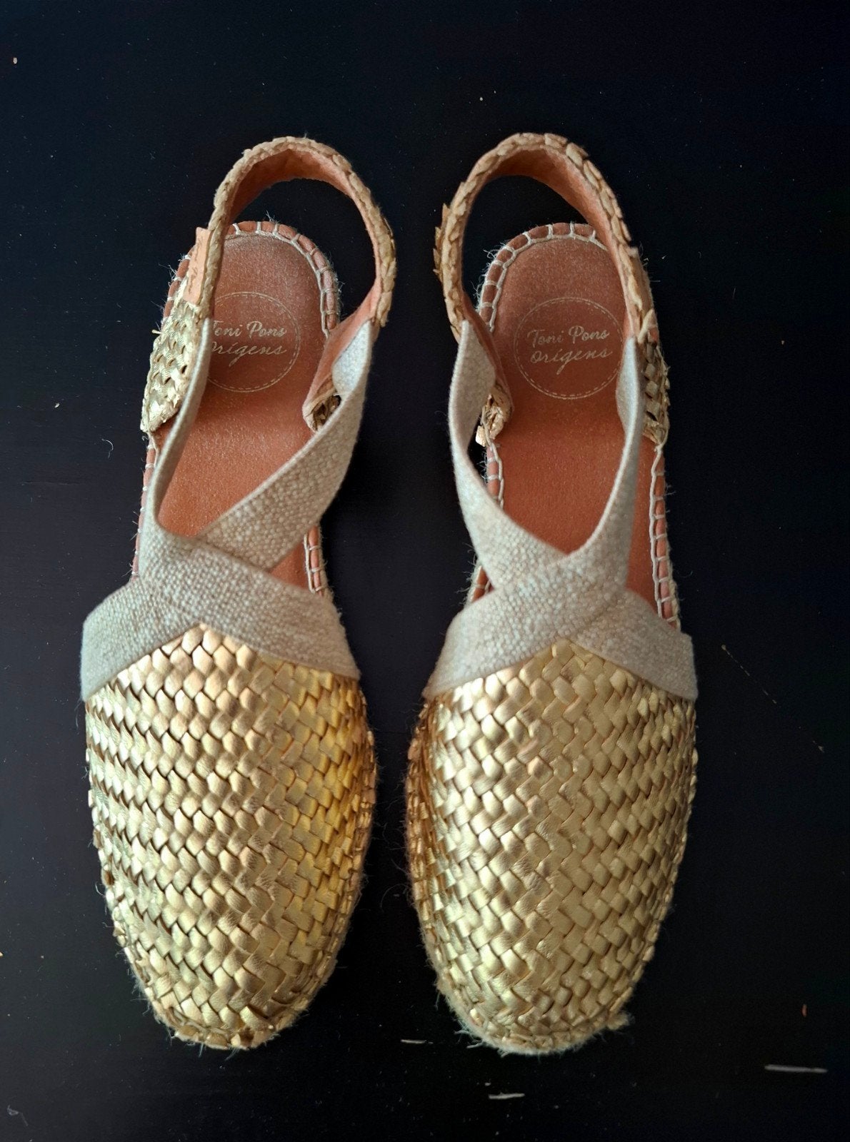 Toni Pons leren espadrilles goud mt 40, Overige kleuren, Ophalen of Verzenden, Zo goed als nieuw, Espadrilles of Moccasins