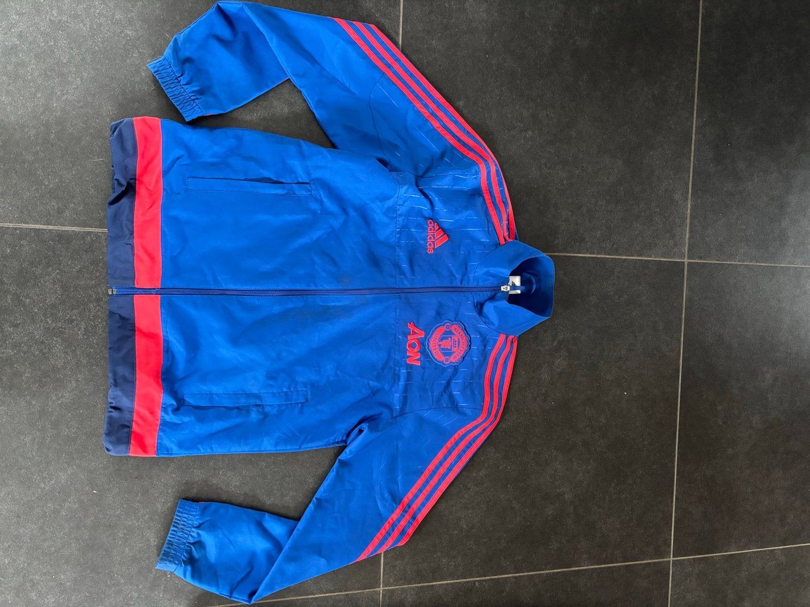 Adidas Manchester United Trainingsjack - maat S, Ophalen of Verzenden, Gedragen, Maat 46 (S) of kleiner, Blauw