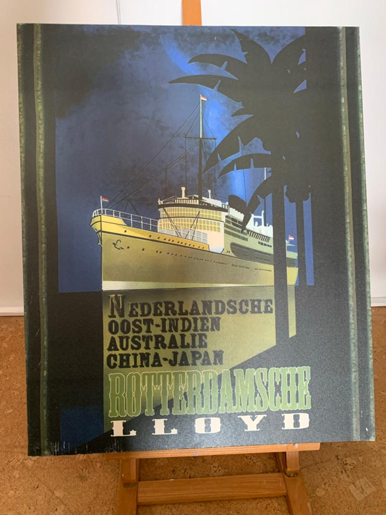 Rotterdamsche Lloyd Poster Canvas, Verzamelen, Ophalen, Rechthoekig Staand, Zo goed als nieuw, Canvas of Doek