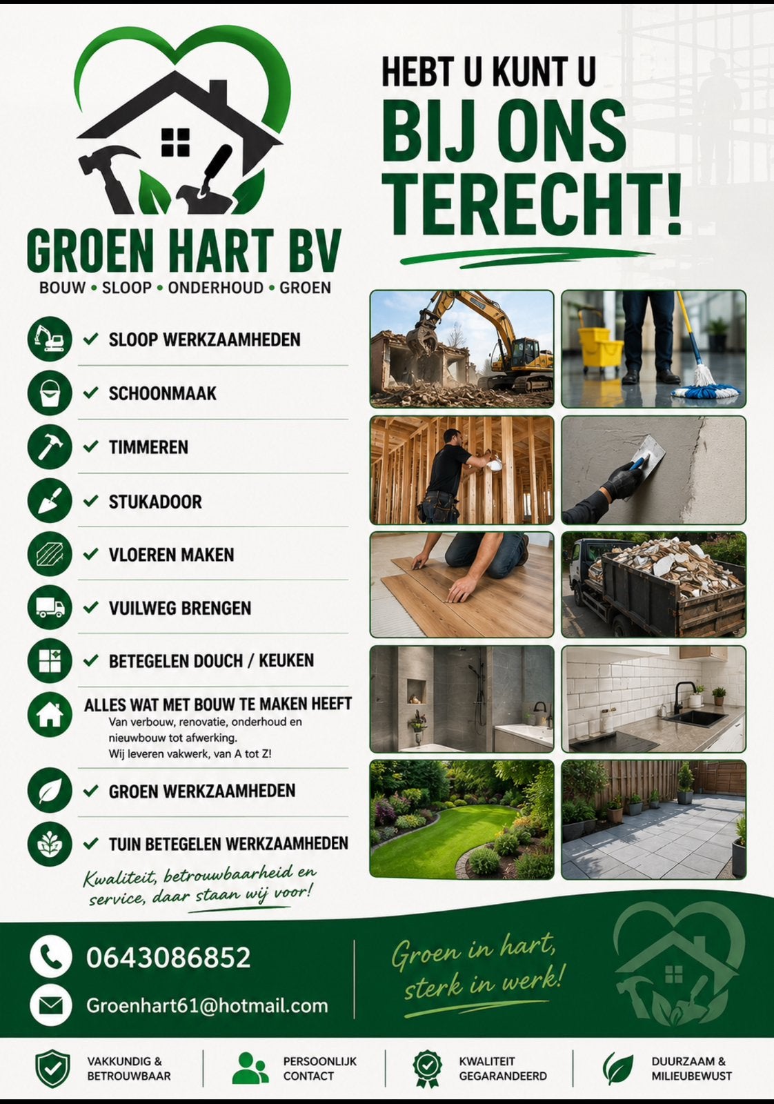 Bouw bederijf groen hart bv, Ophalen of Verzenden, Zo goed als nieuw