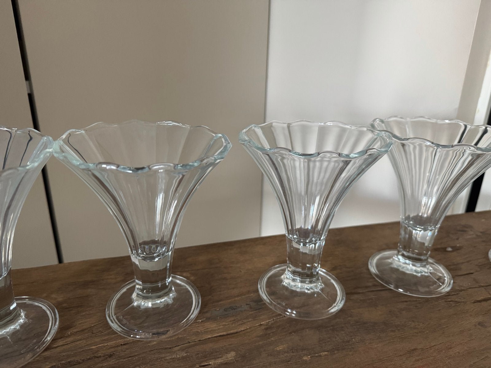 Set van 6 vintage glazen ijscoupes, Antiek en Kunst, Antiek | Glas en Kristal, Ophalen of Verzenden