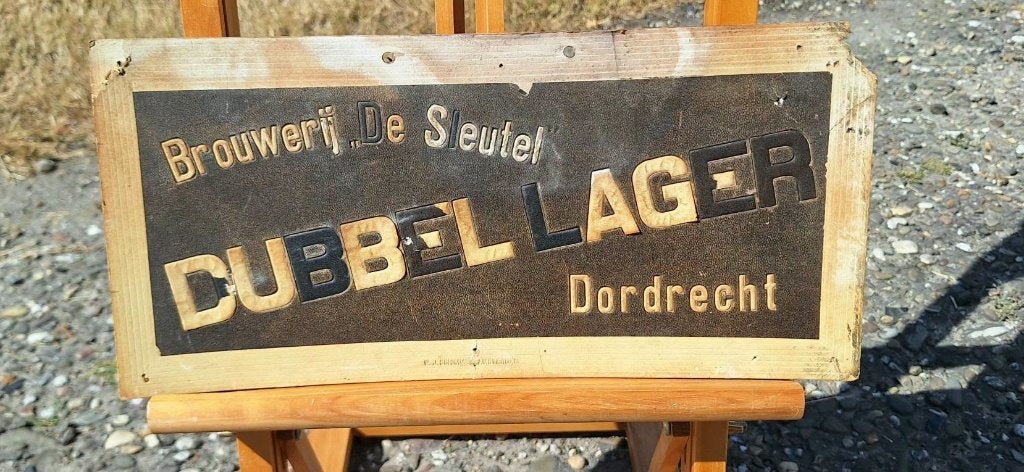 Zeldzaam reclame karton Brouwerij De Sleutel uit Dordrecht., Reclamebord, Gebruikt, ., Ophalen of Verzenden