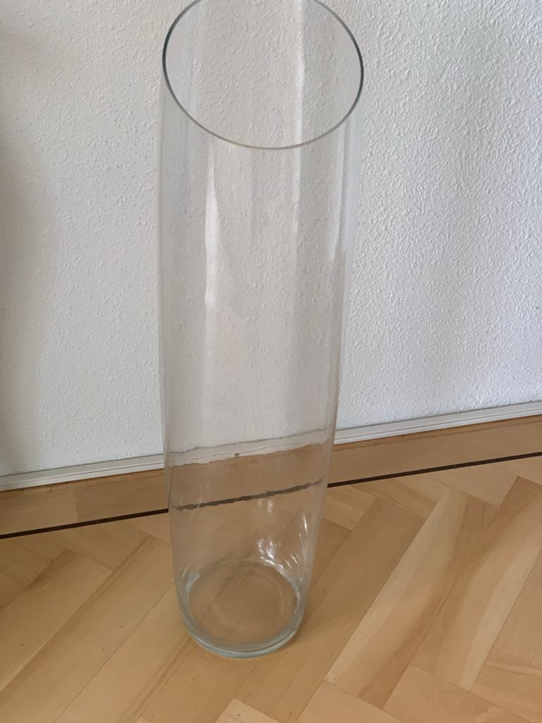 Grote glazen vaas, cilinder vorm, Ophalen, Overige kleuren, 75 cm of meer, Glas