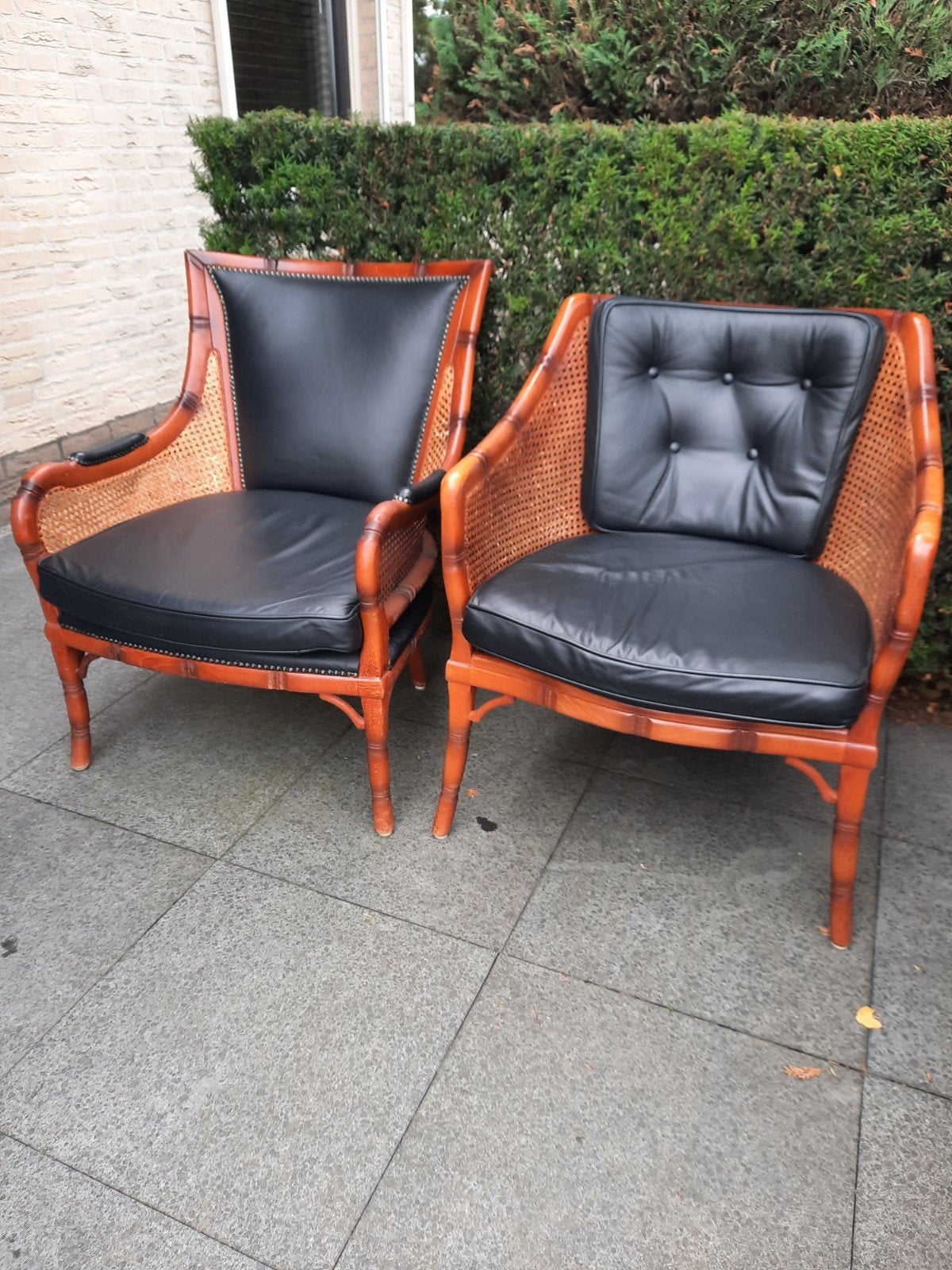 dames en heren stoel hout /leer, Huis en Inrichting, Ophalen, Hout