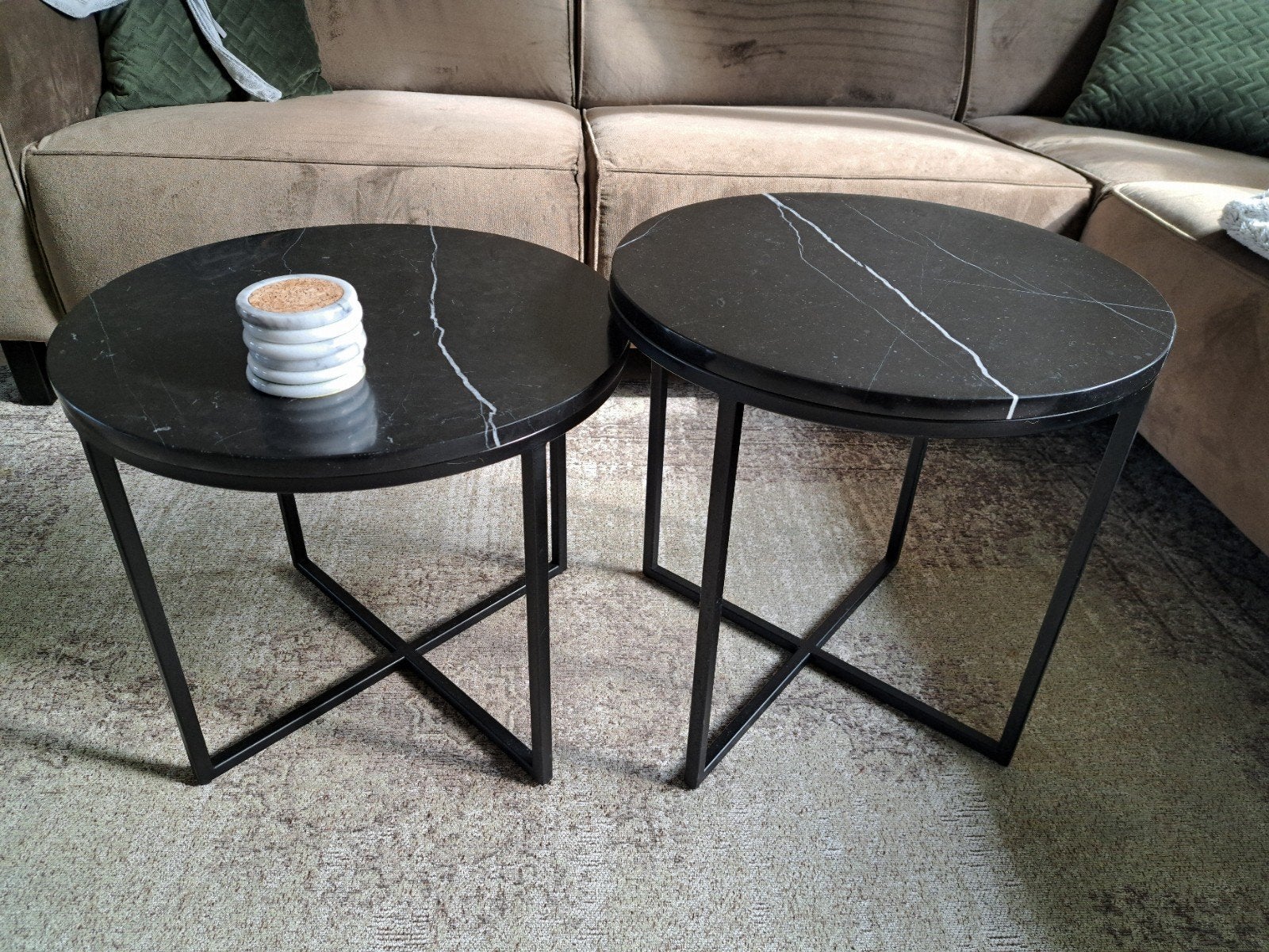 bijzettafels marmer, Ophalen, Rond, Minder dan 55 cm, 45 tot 60 cm